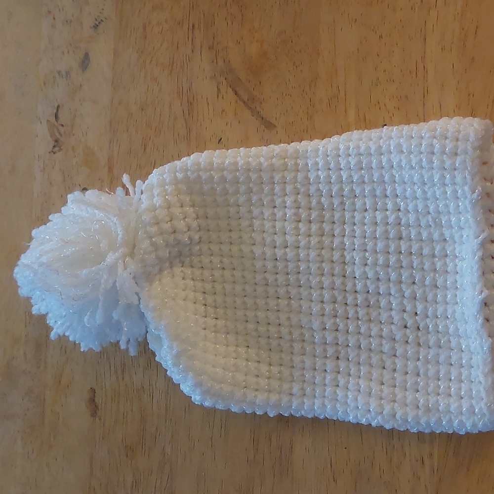 White crocheted hat